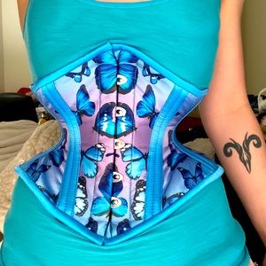 18” custom satin steel boned corset